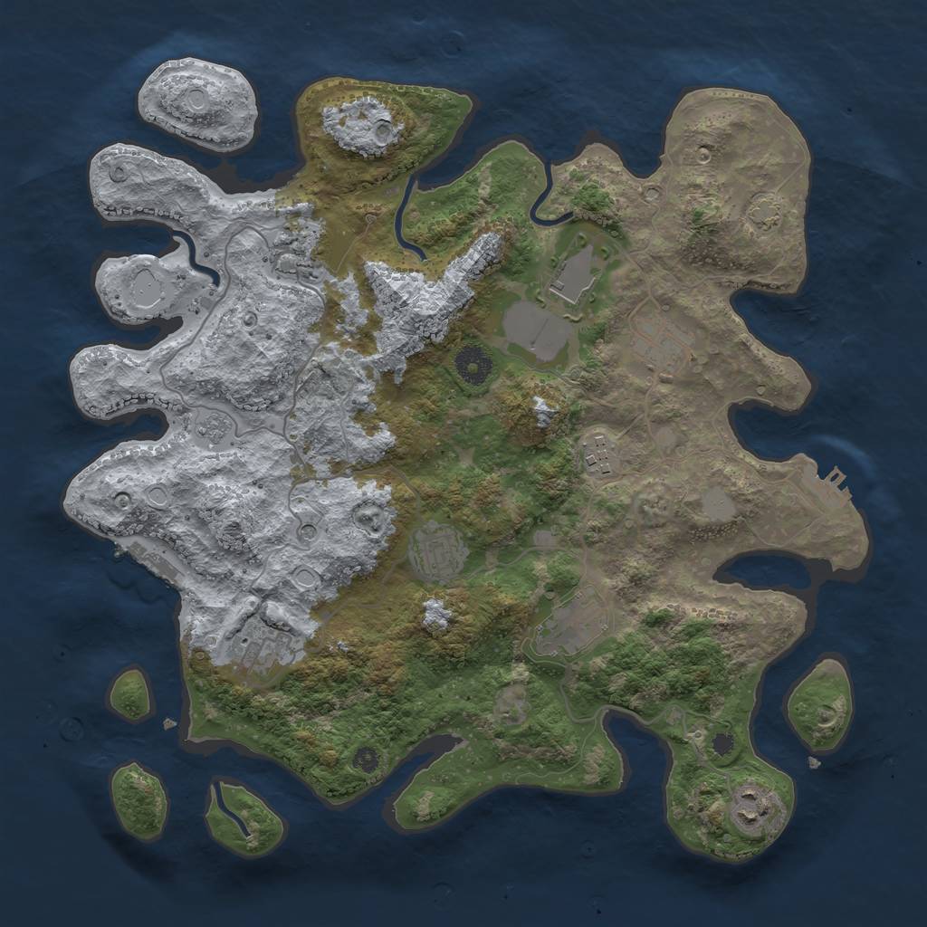 Rust Map: Procedural Map, Size: 3700, Seed: 1937801710, 16 Monuments