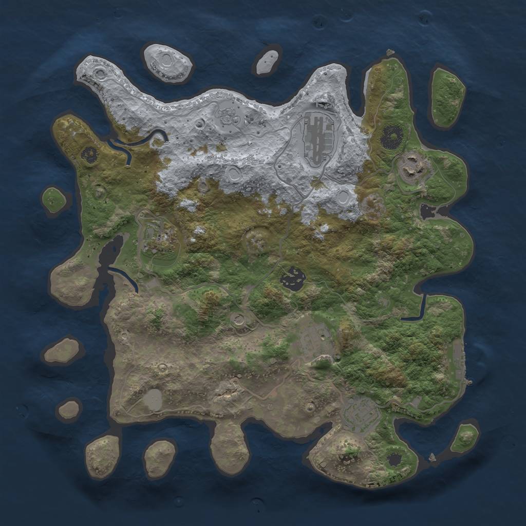 Rust Map: Procedural Map, Size: 3300, Seed: 1723601071, 12 Monuments