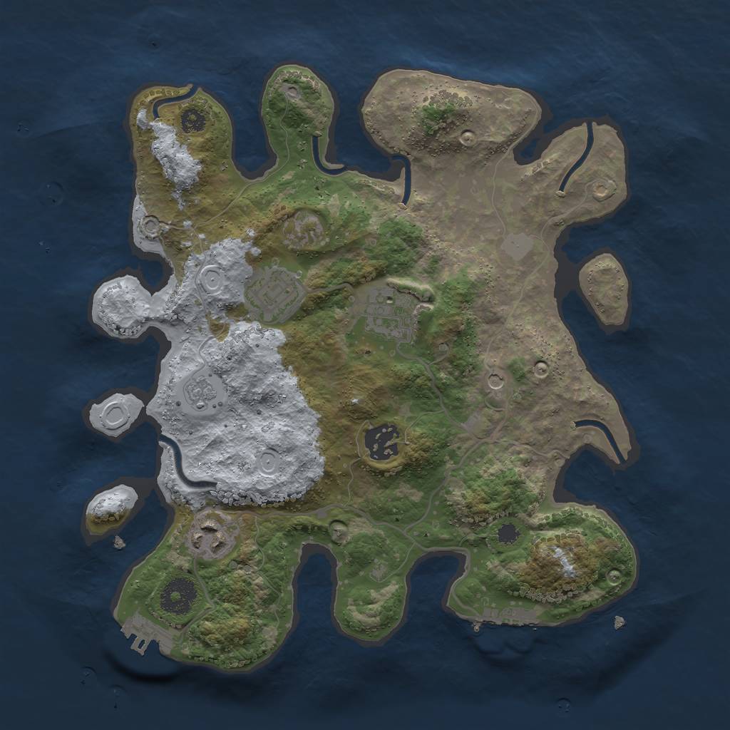 Rust Map: Procedural Map, Size: 3000, Seed: 1265444409, 11 Monuments