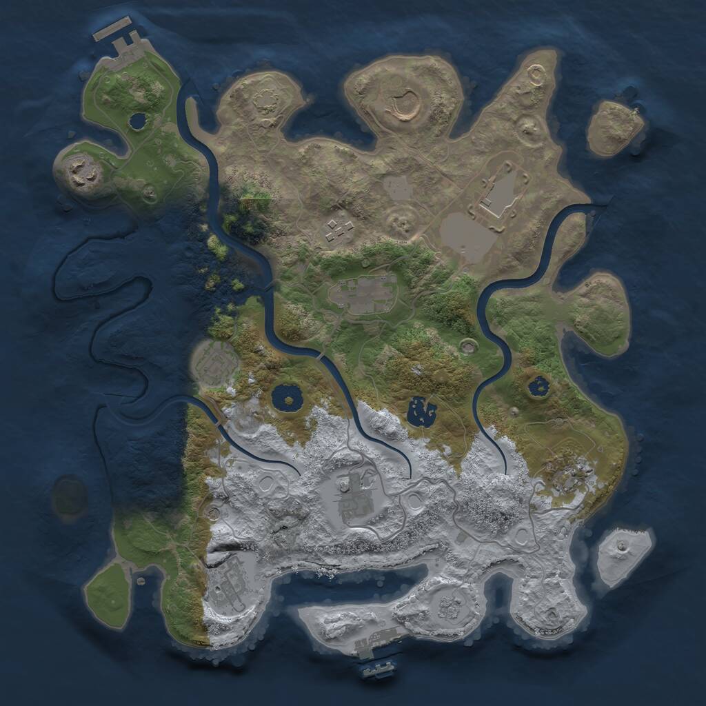 Rust Map: Procedural Map, Size: 3500, Seed: 45678910, 16 Monuments