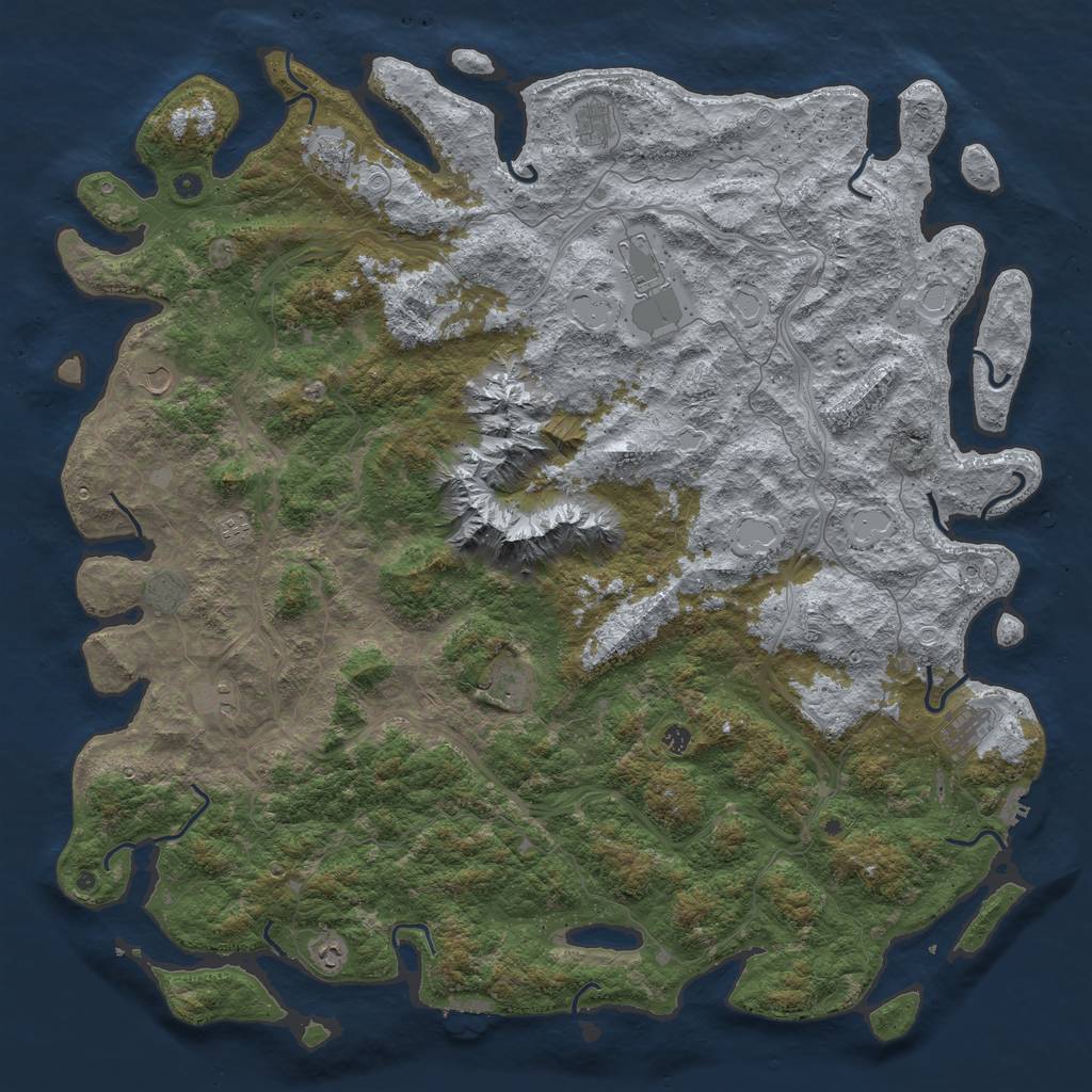 Rust Map: Procedural Map, Size: 6000, Seed: 41412, 18 Monuments