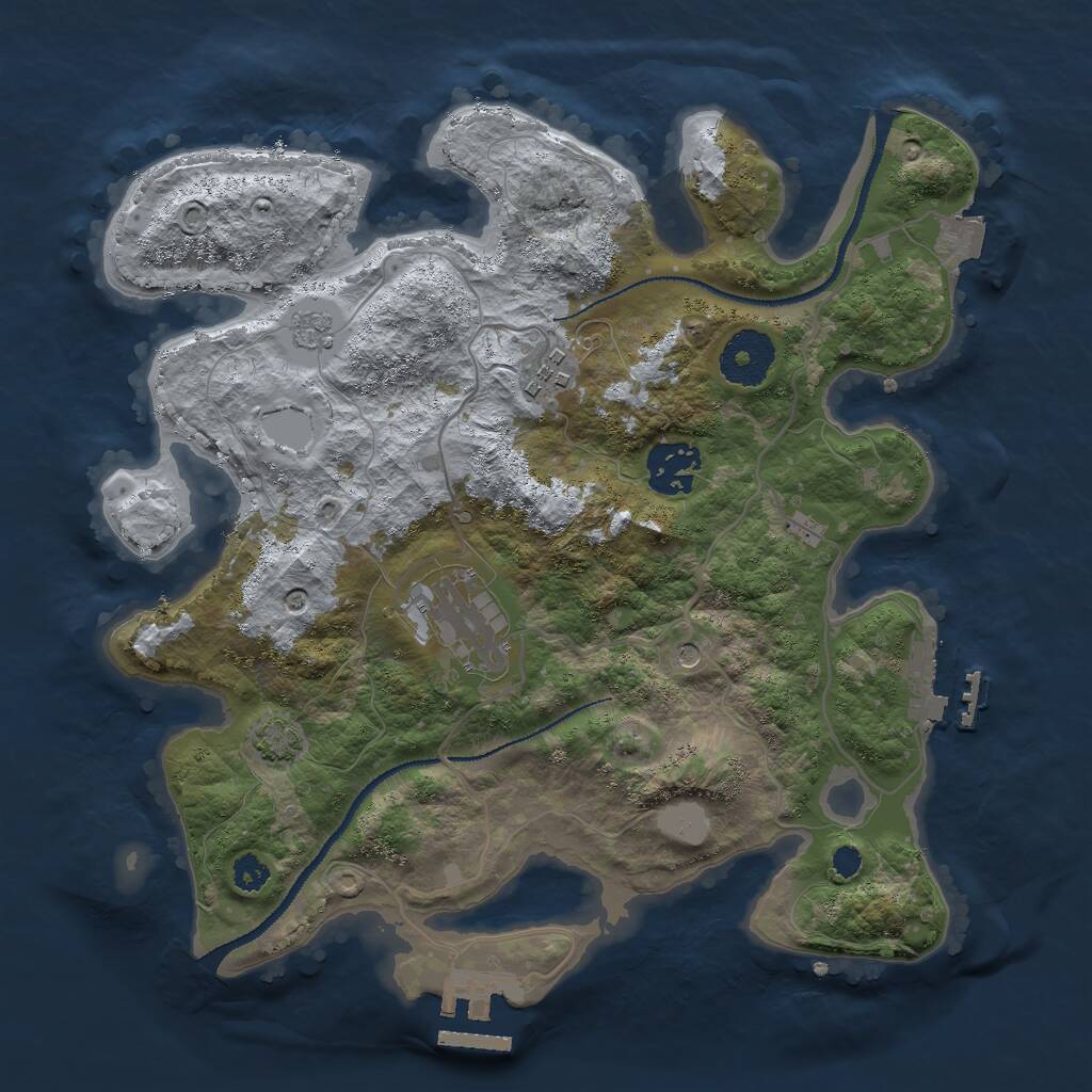 Rust Map: Procedural Map, Size: 3000, Seed: 39805951, 9 Monuments