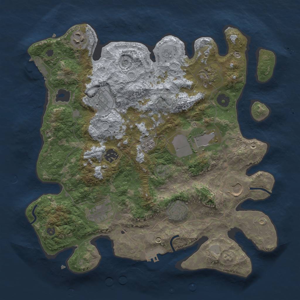 Rust Map: Procedural Map, Size: 3500, Seed: 267209464, 16 Monuments