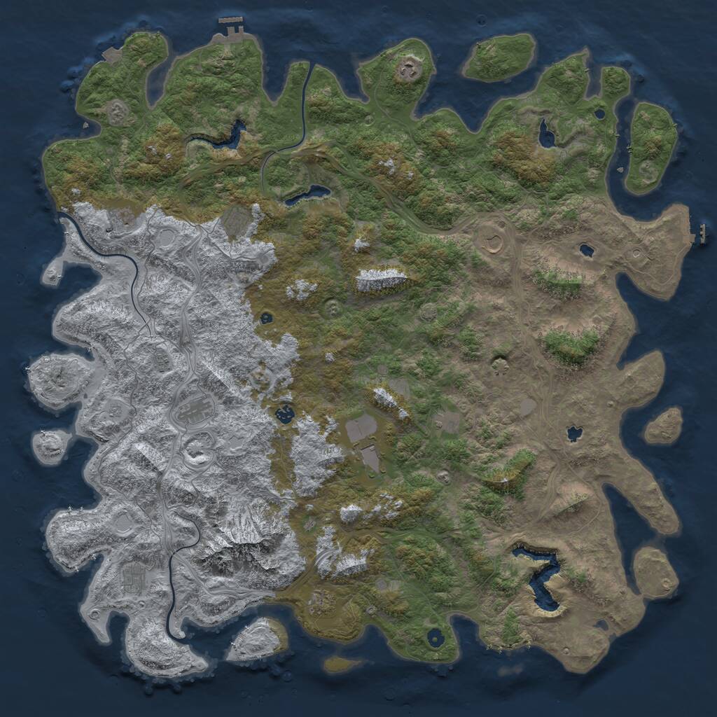 Rust Map: Procedural Map, Size: 6000, Seed: 59825, 17 Monuments