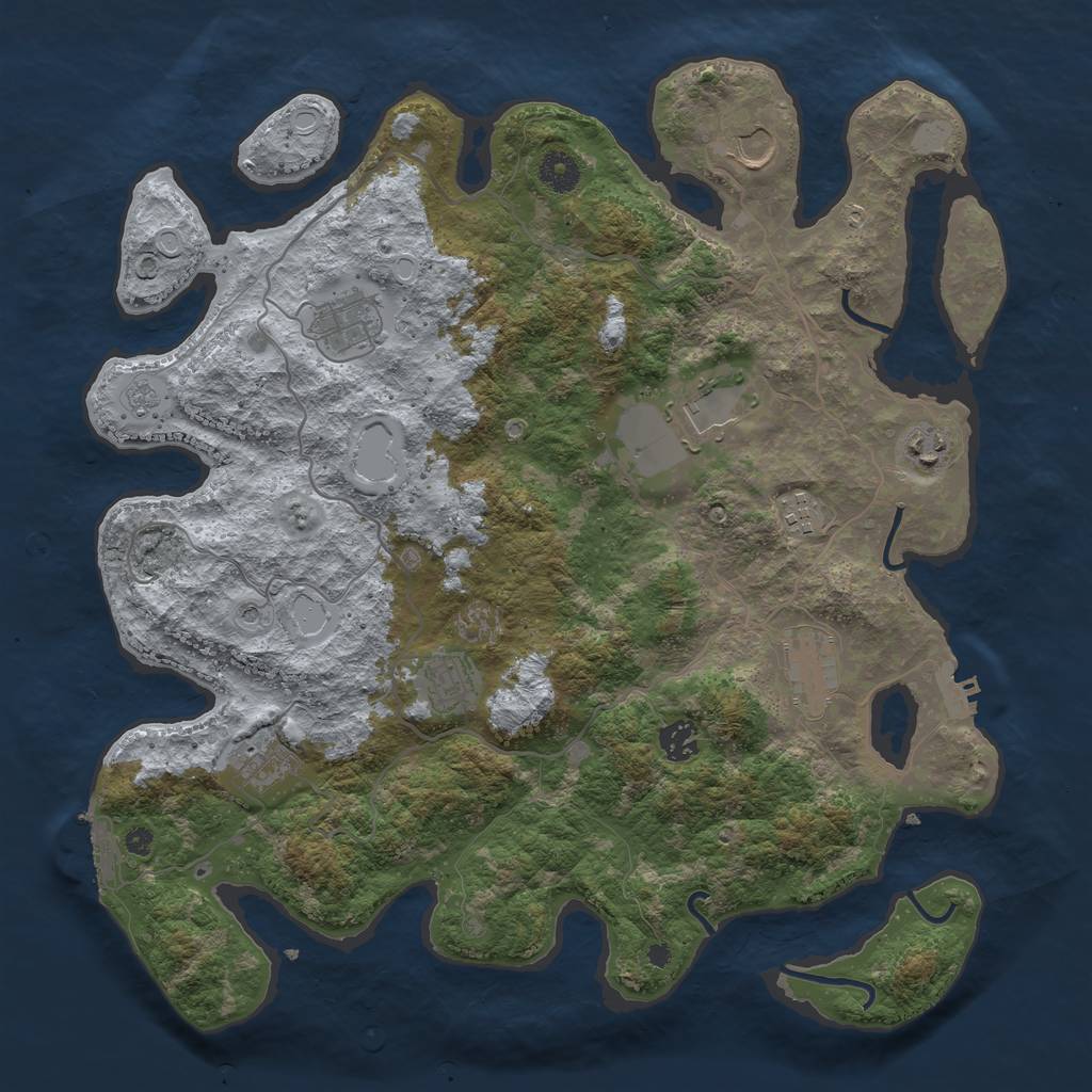 Rust Map: Procedural Map, Size: 4000, Seed: 74295, 16 Monuments