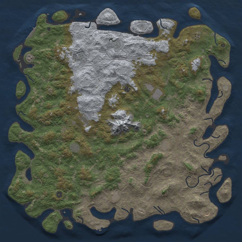 Rust Map: Procedural Map, Size: 6000, Seed: 43792, 18 Monuments