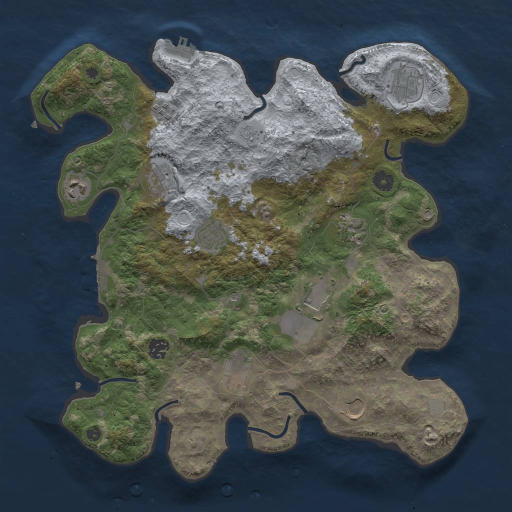 Rust Map: Procedural Map, Size: 3700, Seed: 1891313305, 17 Monuments
