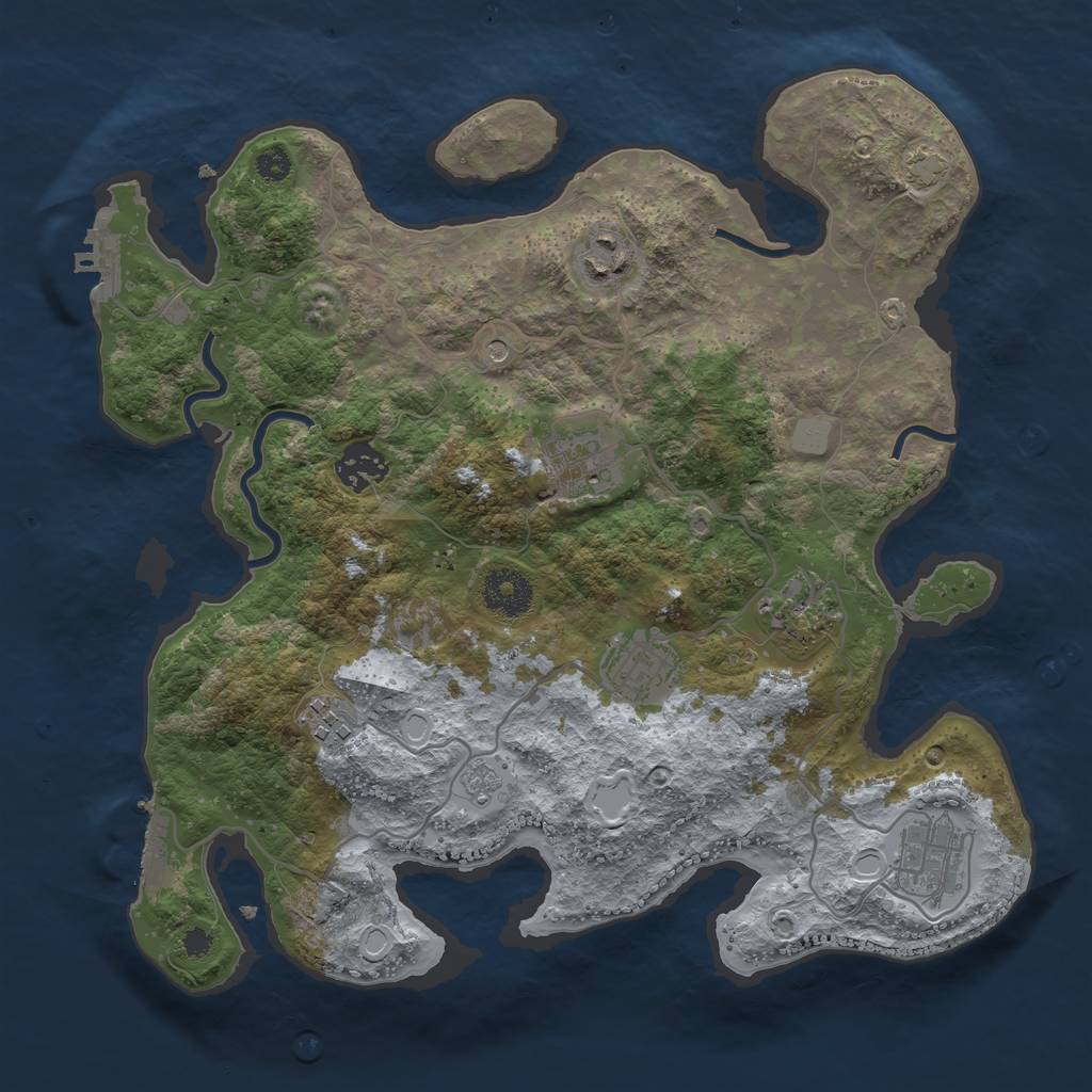 Rust Map: Procedural Map, Size: 3300, Seed: 1617077546, 15 Monuments