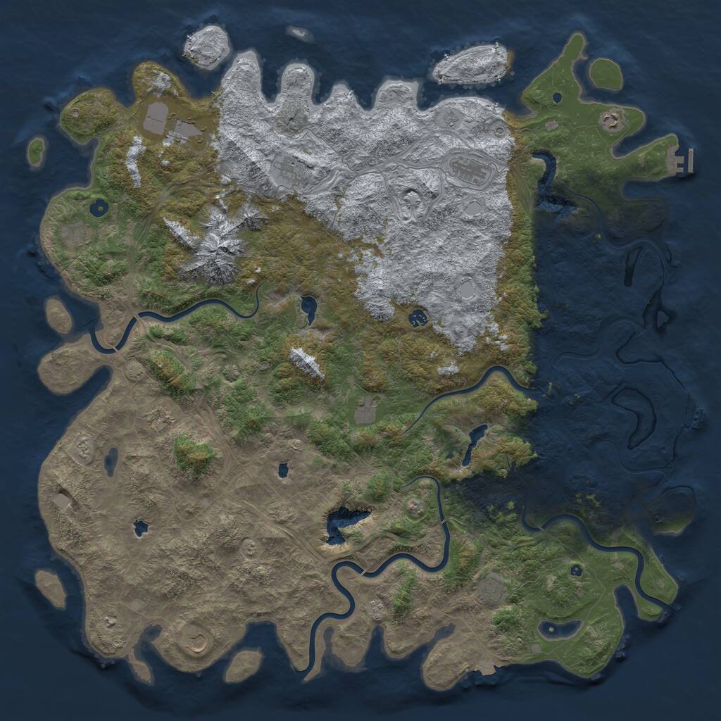 Rust Map: Procedural Map, Size: 6000, Seed: 2090842641, 17 Monuments