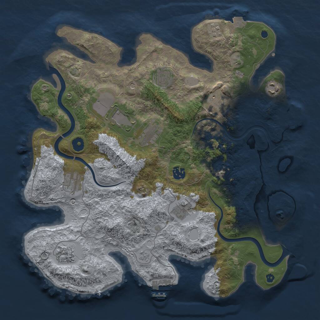 Rust Map: Procedural Map, Size: 3700, Seed: 857148330, 16 Monuments