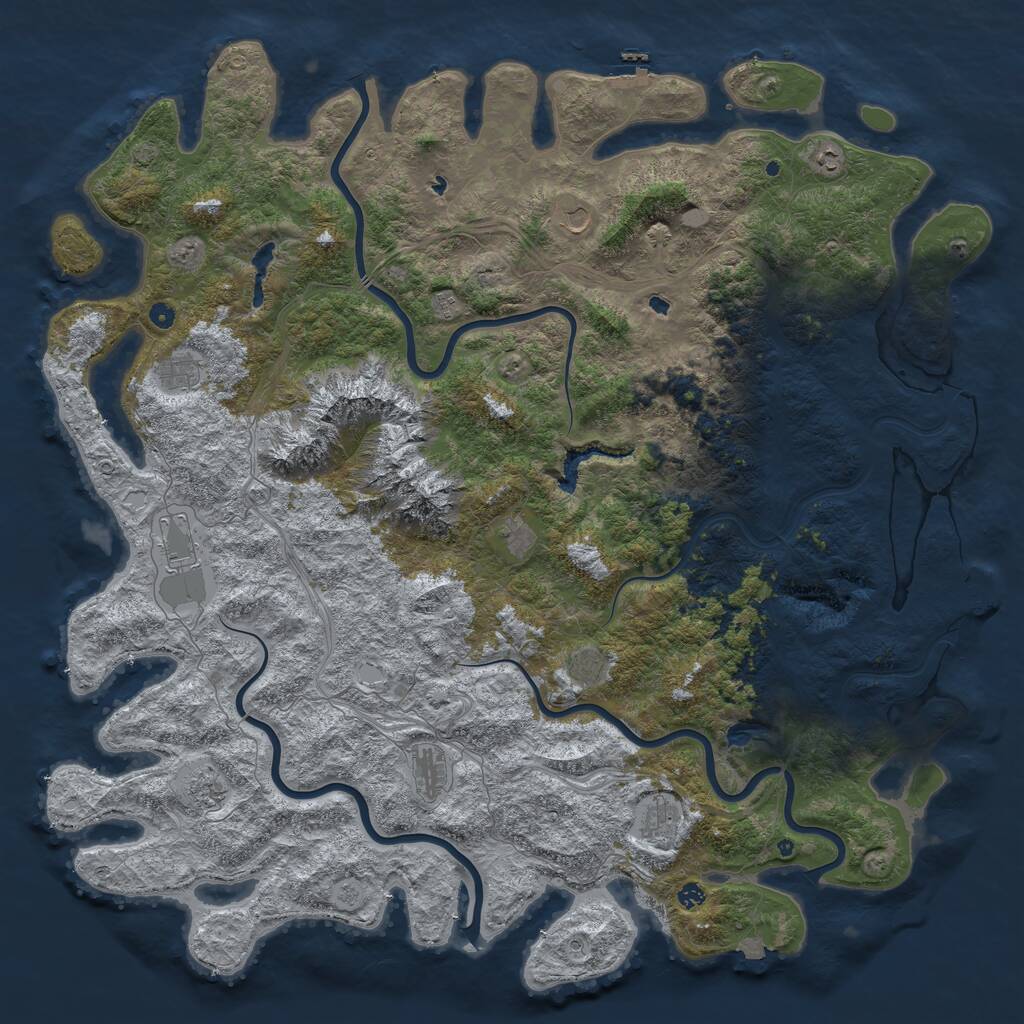 Rust Map: Procedural Map, Size: 6000, Seed: 639435092, 17 Monuments
