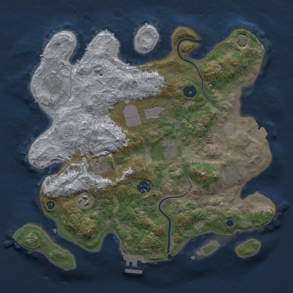 Rust Map: Procedural Map, Size: 3500, Seed: 974367023, 11 Monuments