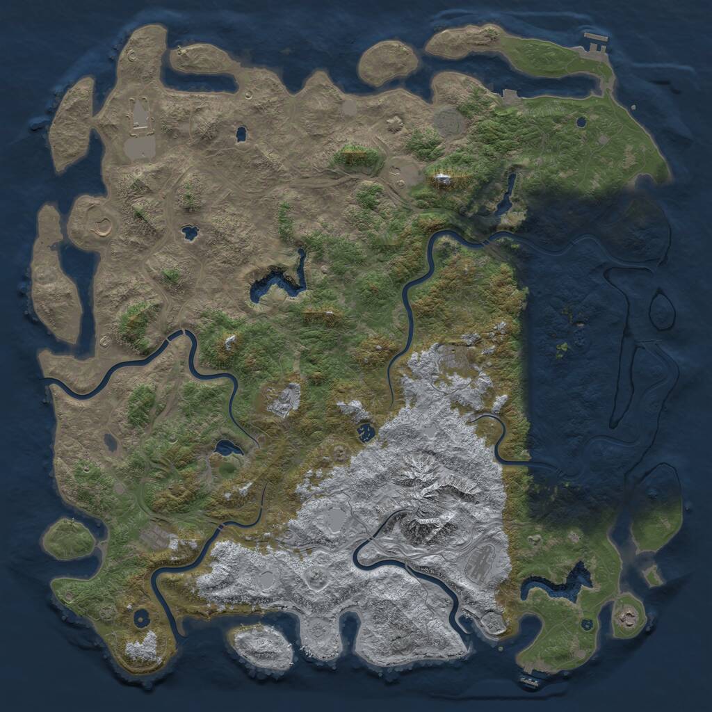 Rust Map: Procedural Map, Size: 6000, Seed: 43678, 17 Monuments