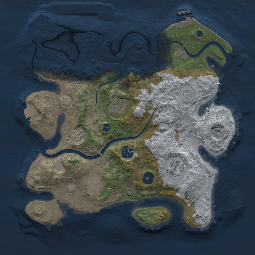 Rust Map: Procedural Map, Size: 3250, Seed: 1091062905, 11 Monuments