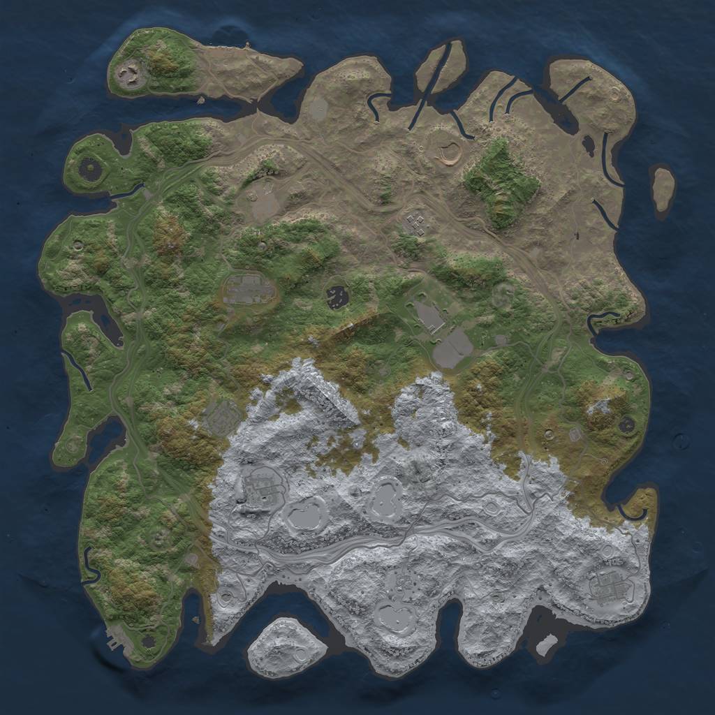Rust Map: Procedural Map, Size: 4654, Seed: 6543432, 17 Monuments