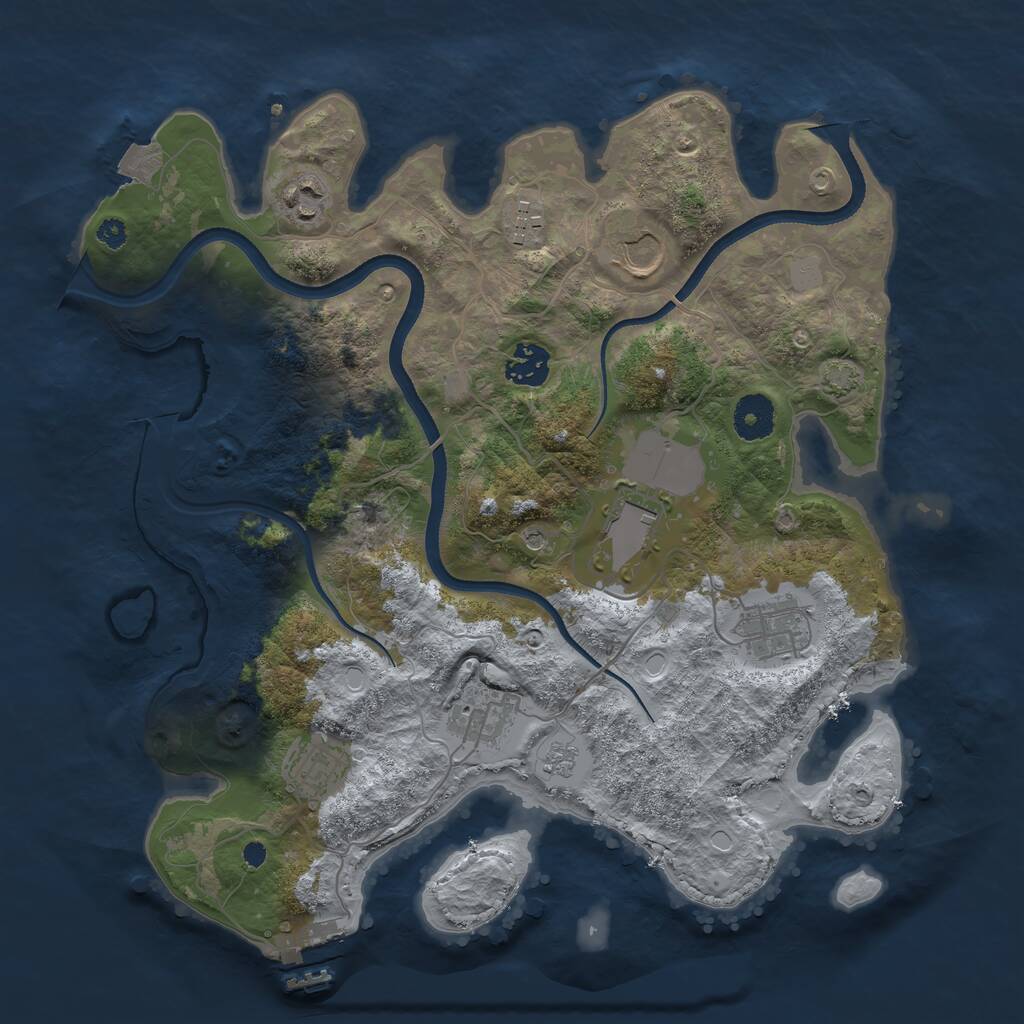 Rust Map: Procedural Map, Size: 3500, Seed: 2105487566, 13 Monuments