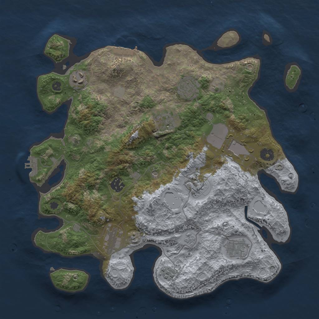 Rust Map: Procedural Map, Size: 3500, Seed: 1914519179, 16 Monuments