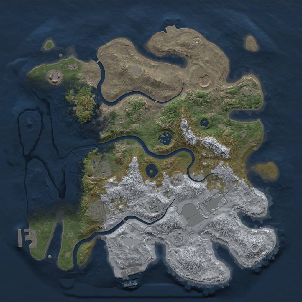 Rust Map: Procedural Map, Size: 3500, Seed: 586120744, 13 Monuments