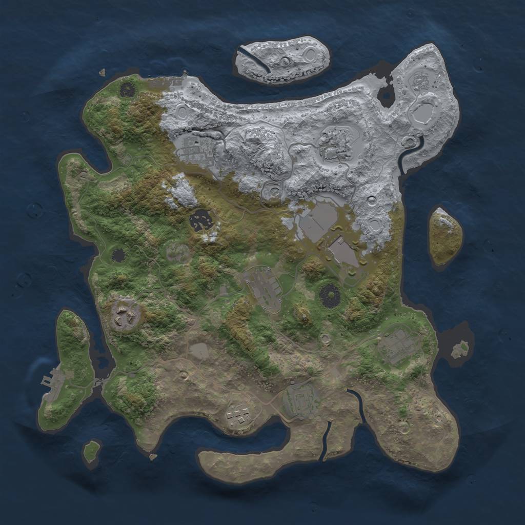 Rust Map: Procedural Map, Size: 3500, Seed: 436542102, 16 Monuments