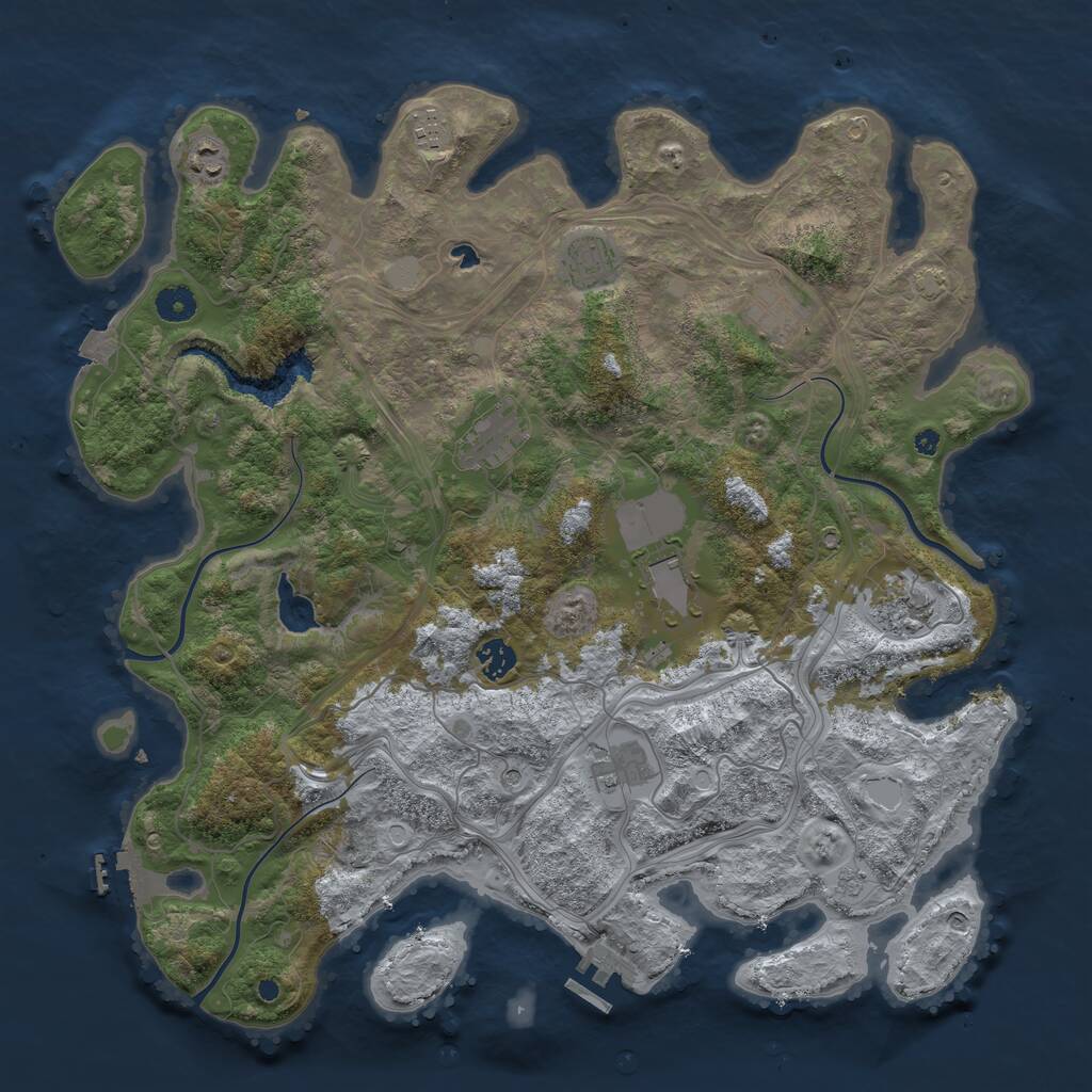 Rust Map: Procedural Map, Size: 4250, Seed: 2105487566, 15 Monuments