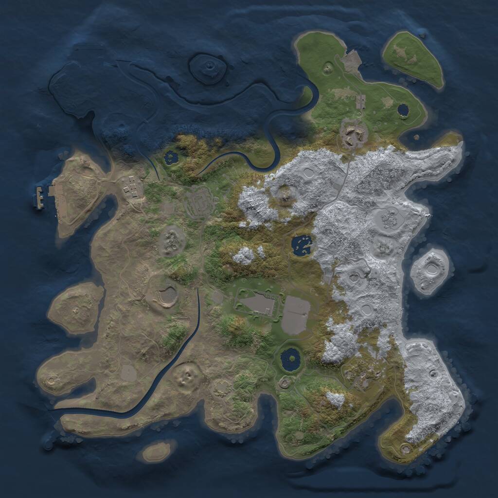 Rust Map: Procedural Map, Size: 3500, Seed: 60864881, 13 Monuments