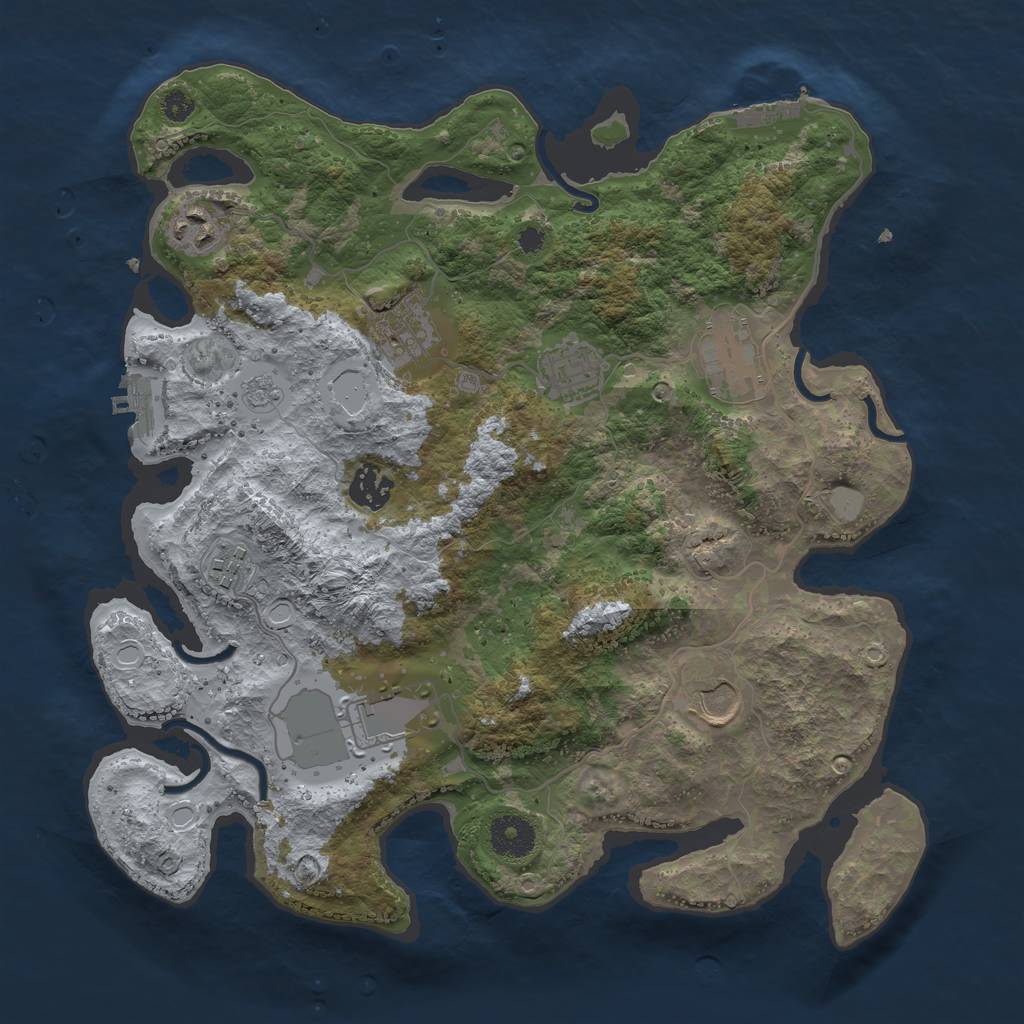 Rust Map: Procedural Map, Size: 3500, Seed: 613425, 14 Monuments