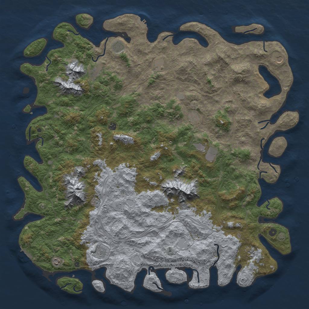 Rust Map: Procedural Map, Size: 6000, Seed: 91745235, 19 Monuments