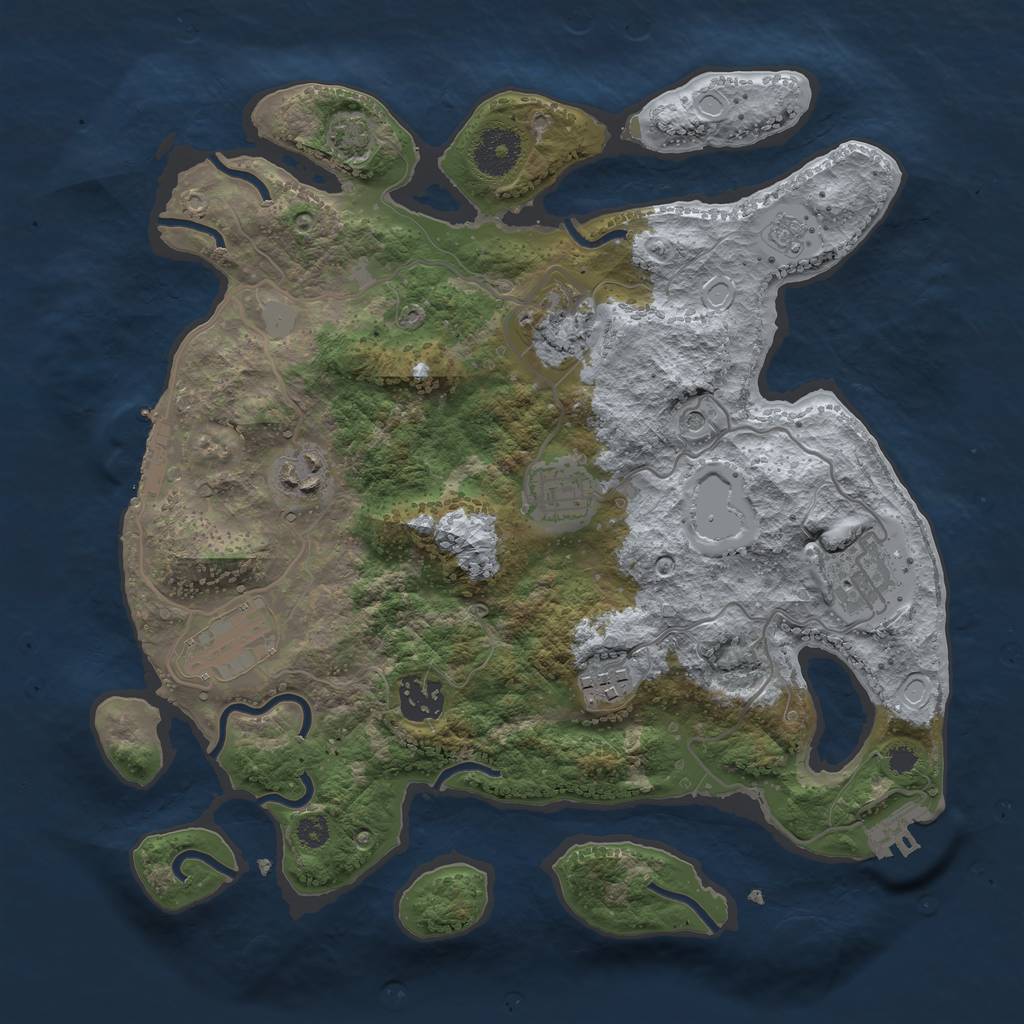 Rust Map: Procedural Map, Size: 3250, Seed: 1312823018, 15 Monuments