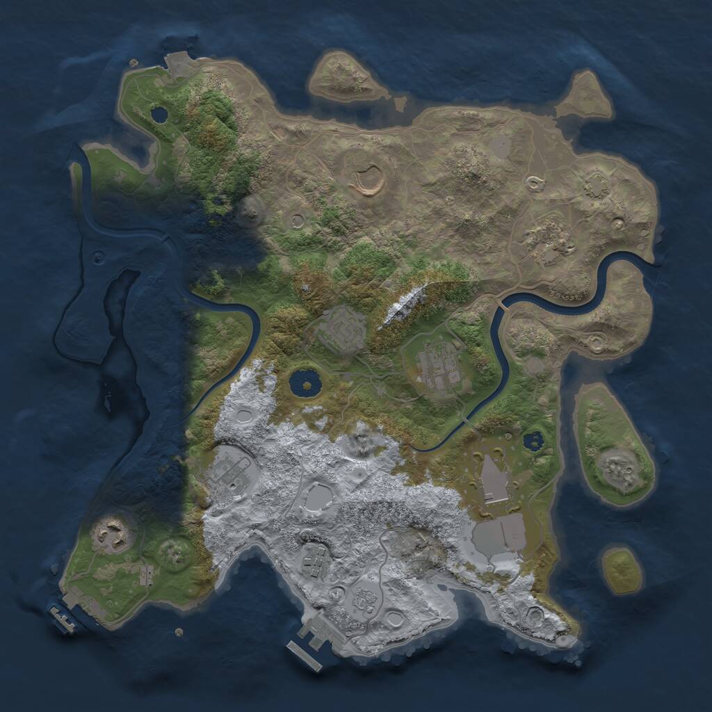 Rust Map: Procedural Map, Size: 3500, Seed: 1115419362, 14 Monuments