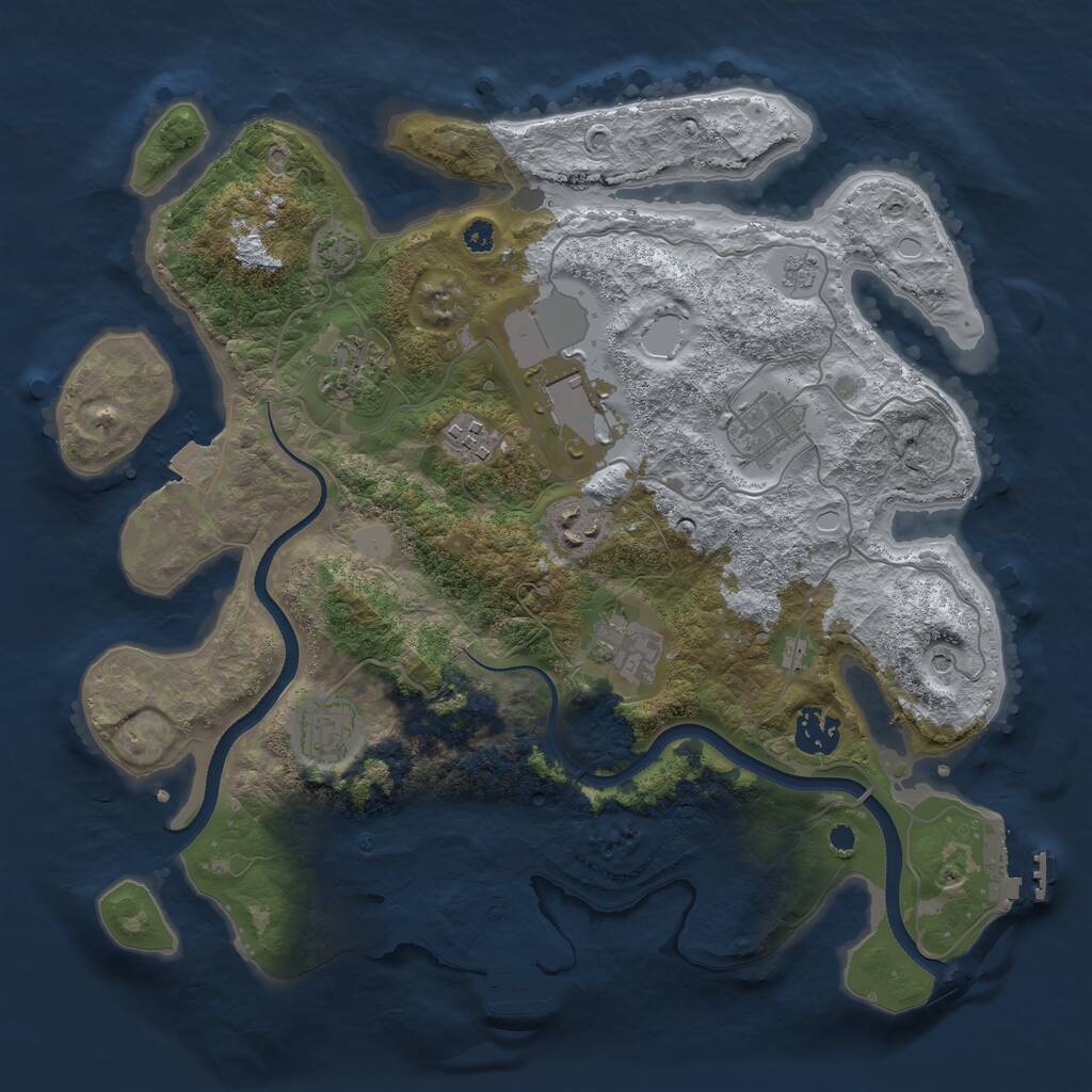 Rust Map: Procedural Map, Size: 3500, Seed: 458764573, 14 Monuments