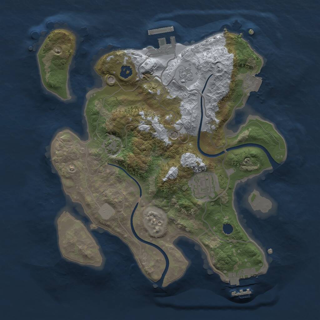 Rust Map: Procedural Map, Size: 2500, Seed: 1645698235, 7 Monuments