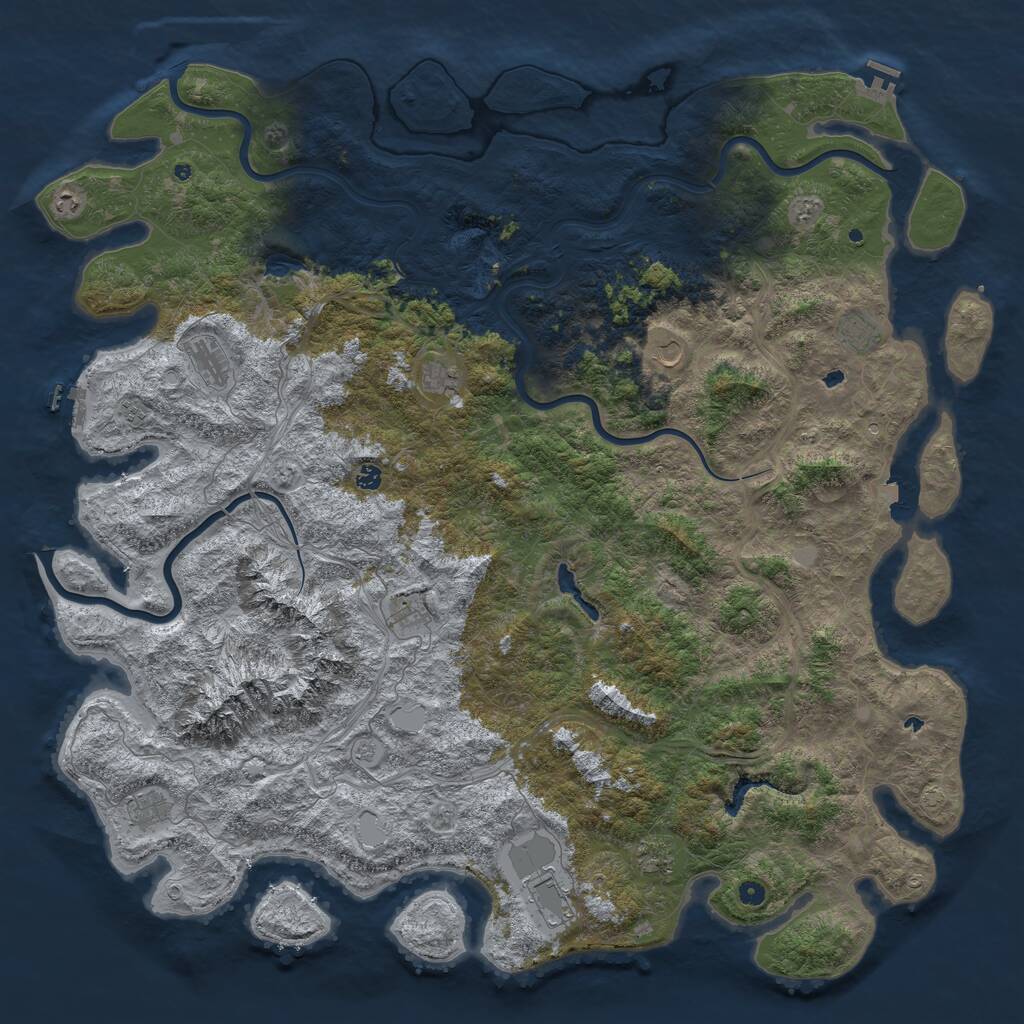 Rust Map: Procedural Map, Size: 6000, Seed: 93335025, 17 Monuments
