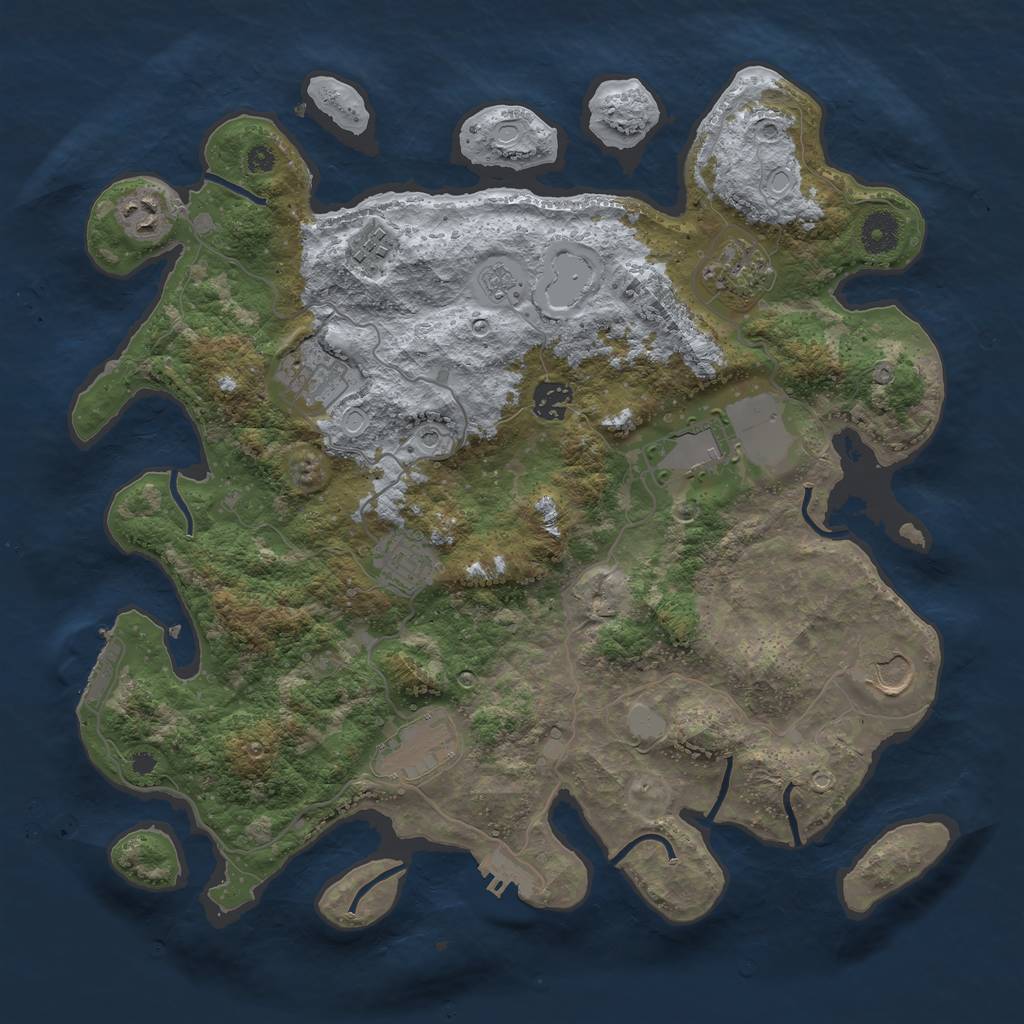 Rust Map: Procedural Map, Size: 3800, Seed: 776474448, 16 Monuments