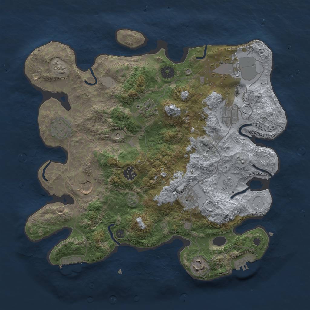 Rust Map: Procedural Map, Size: 3500, Seed: 1456858655, 15 Monuments