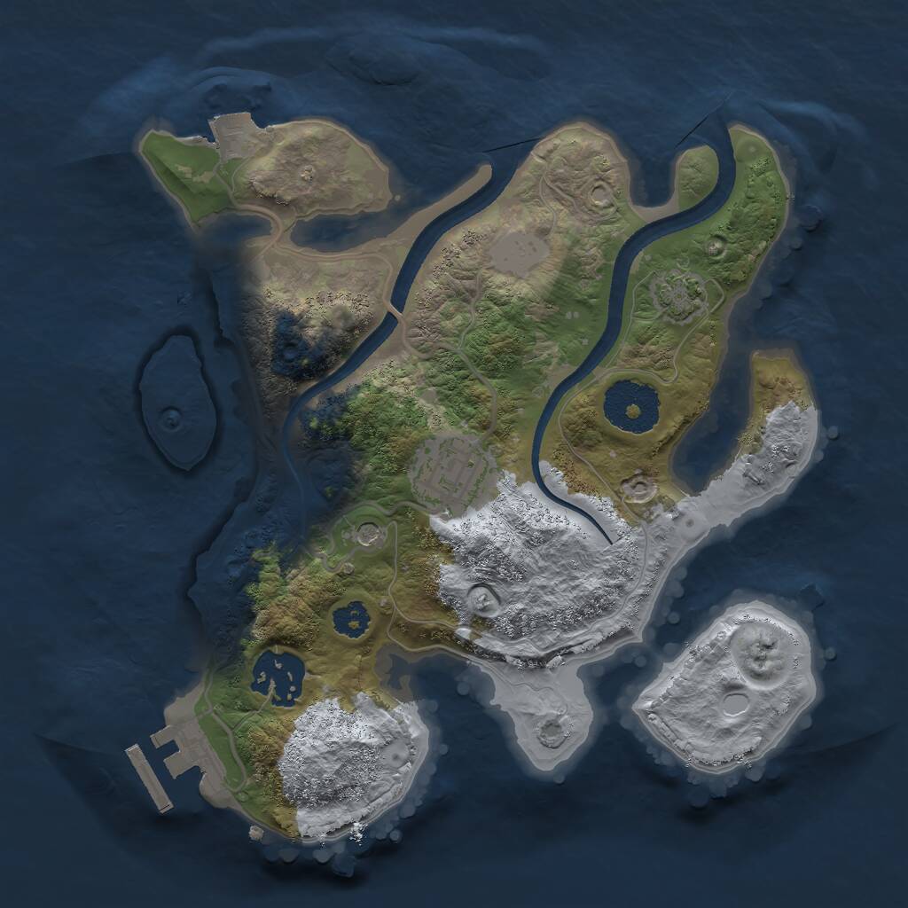 Rust Map: Procedural Map, Size: 2500, Seed: 124505275, 6 Monuments