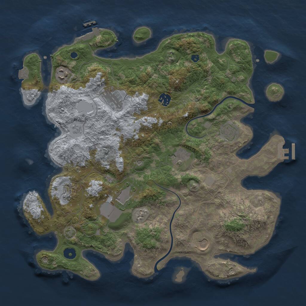 Rust Map: Procedural Map, Size: 3800, Seed: 675705782, 14 Monuments