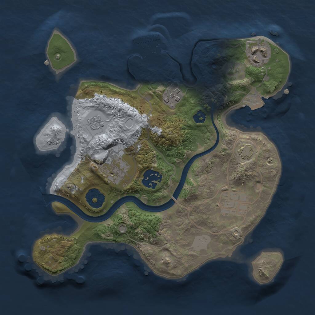 Rust Map: Procedural Map, Size: 2500, Seed: 654321, 9 Monuments