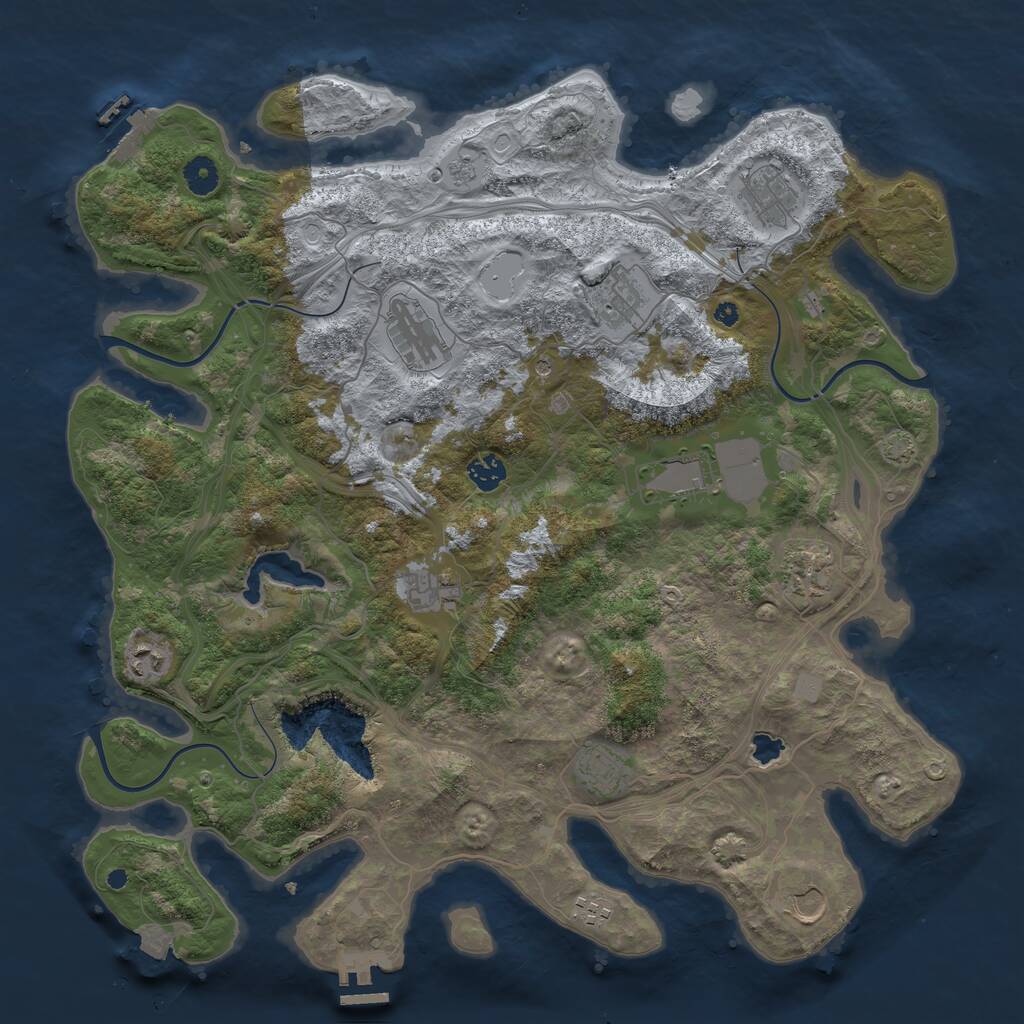 Rust Map: Procedural Map, Size: 4250, Seed: 784623454, 17 Monuments