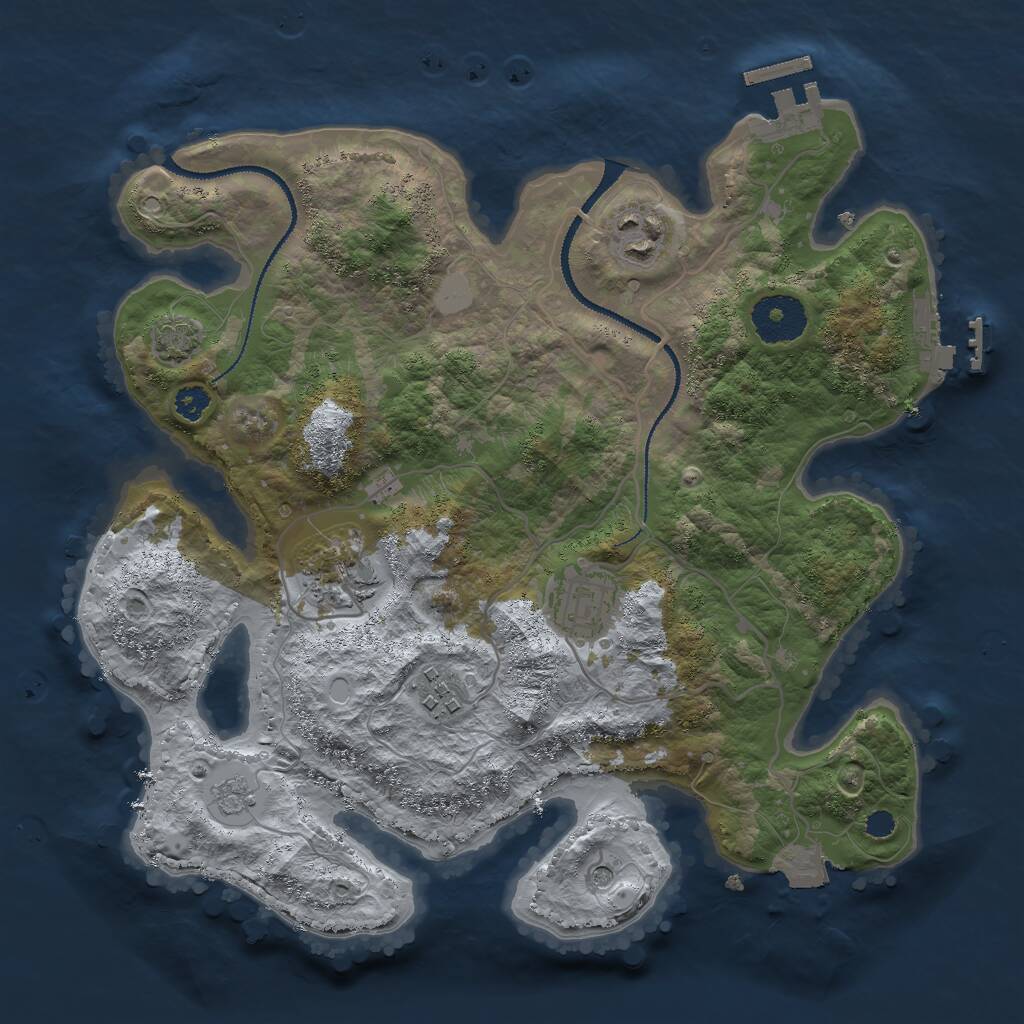 Rust Map: Procedural Map, Size: 3000, Seed: 1276650936, 10 Monuments