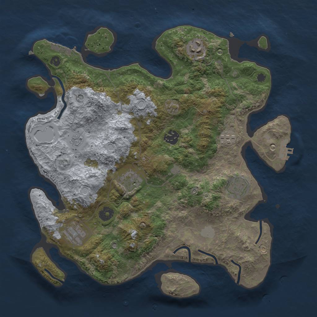 Rust Map: Procedural Map, Size: 3300, Seed: 100816564, 13 Monuments