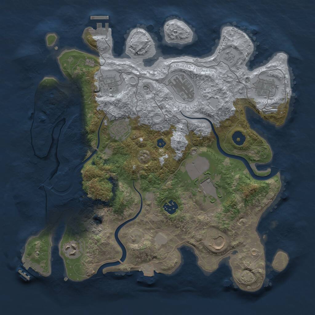 Rust Map: Procedural Map, Size: 3500, Seed: 352484629, 15 Monuments