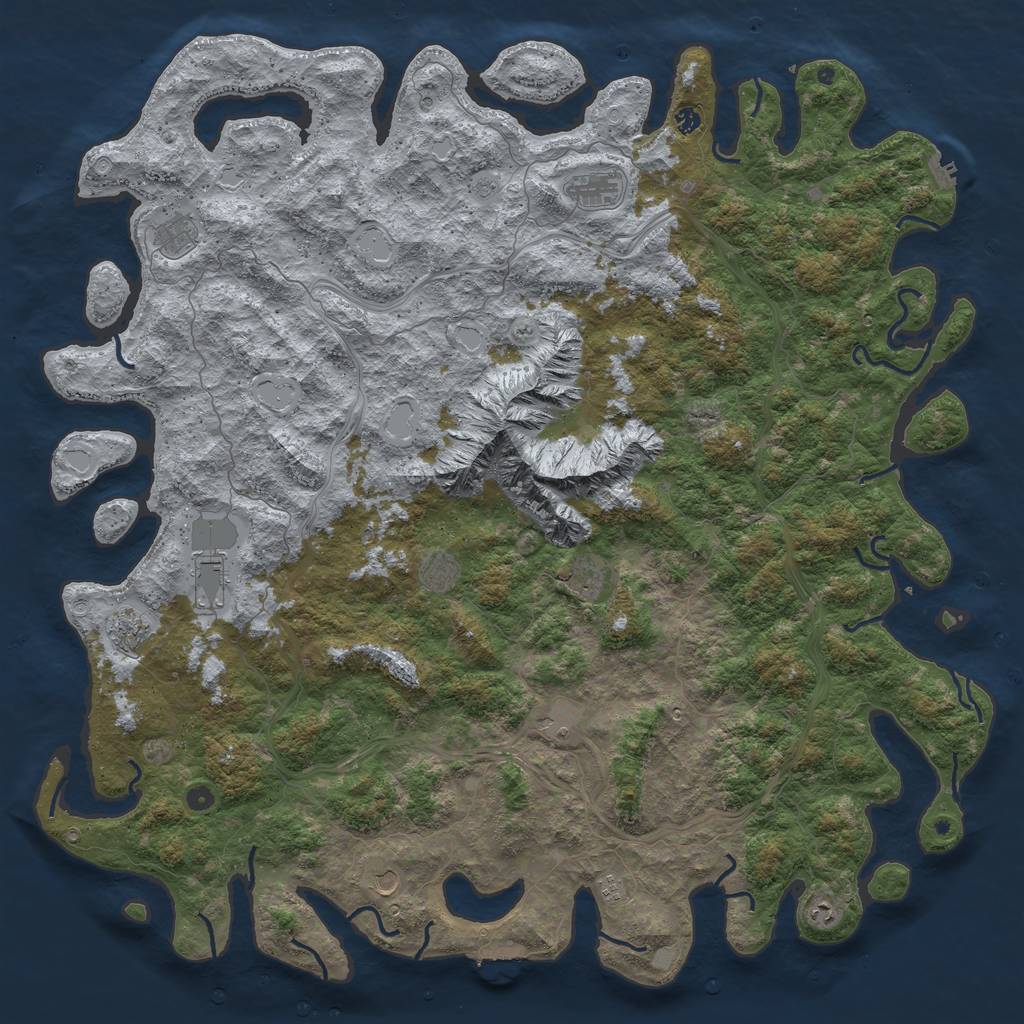 Rust Map: Procedural Map, Size: 6000, Seed: 601456, 18 Monuments