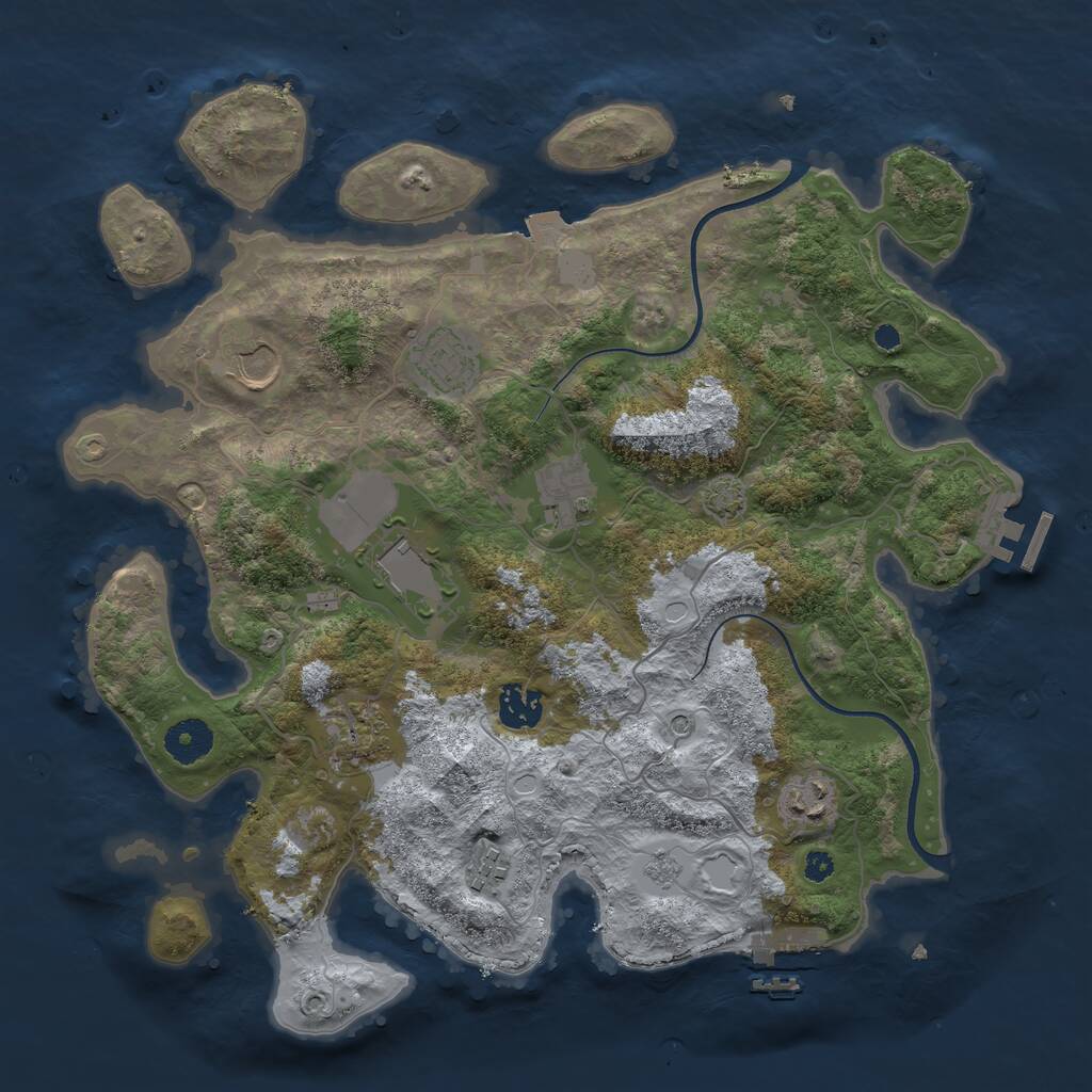 Rust Map: Procedural Map, Size: 3600, Seed: 77428, 14 Monuments