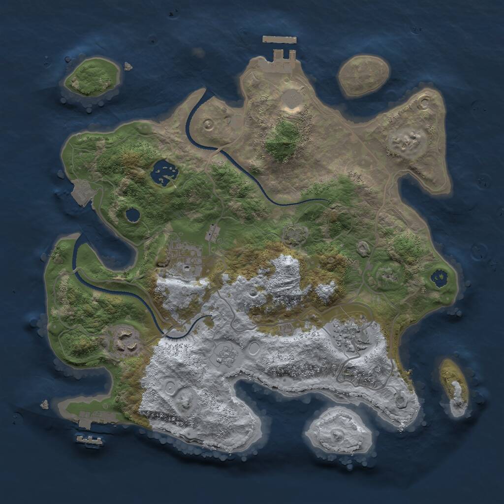 Rust Map: Procedural Map, Size: 3000, Seed: 323312, 9 Monuments
