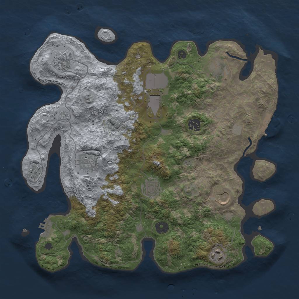 Rust Map: Procedural Map, Size: 3500, Seed: 1122298677, 16 Monuments