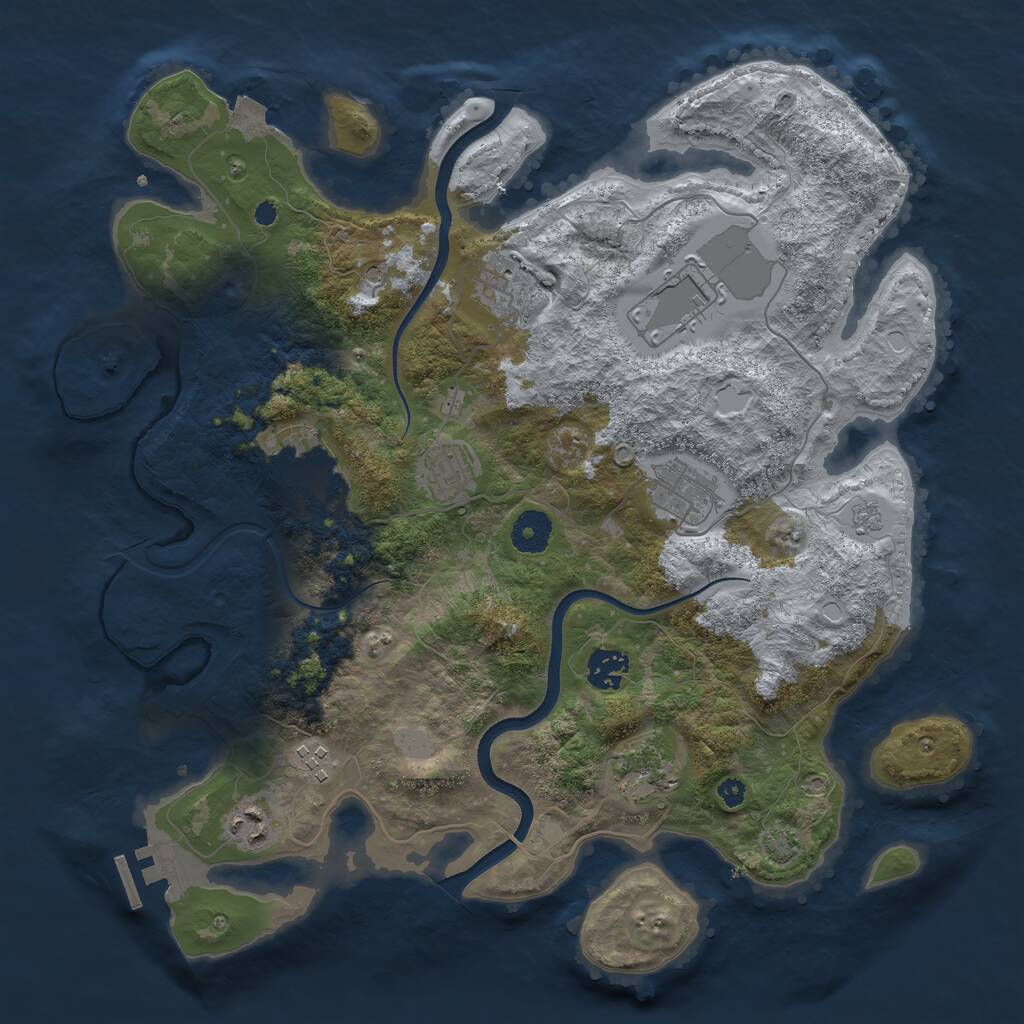 Rust Map: Procedural Map, Size: 3700, Seed: 870291978, 14 Monuments