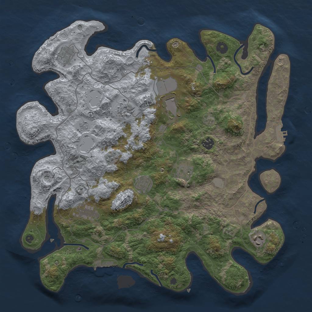 Rust Map: Procedural Map, Size: 4000, Seed: 390904761, 16 Monuments