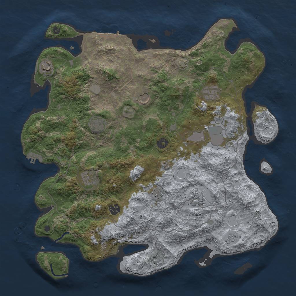 Rust Map: Procedural Map, Size: 4000, Seed: 1780233807, 17 Monuments