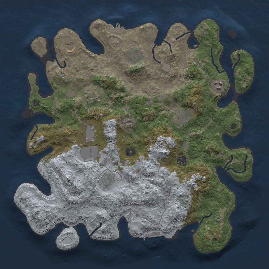 Rust Map: Procedural Map, Size: 4000, Seed: 99433, 16 Monuments