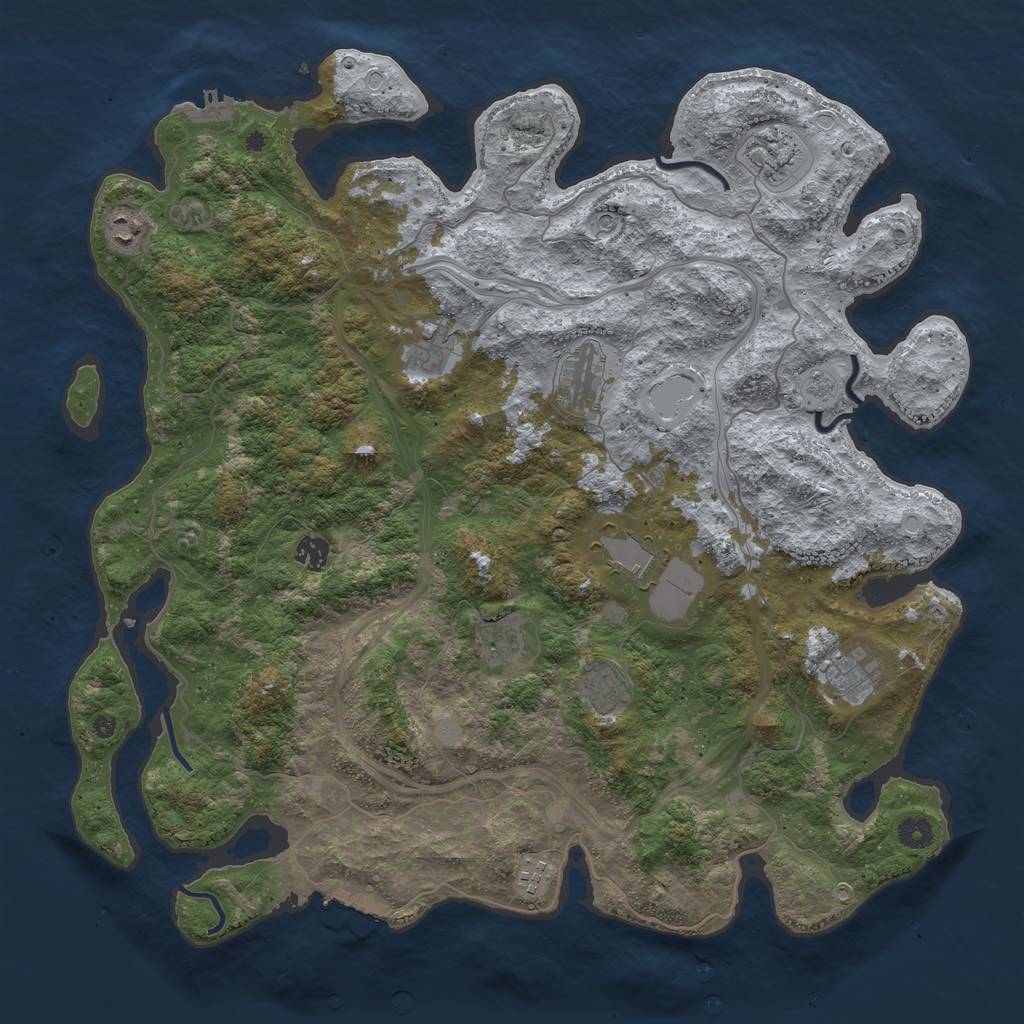 Rust Map: Procedural Map, Size: 4500, Seed: 64841524, 17 Monuments